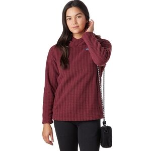 Patagonia Cable Capra Hoodie Women's Medium Merino Wool Blend Burgundy